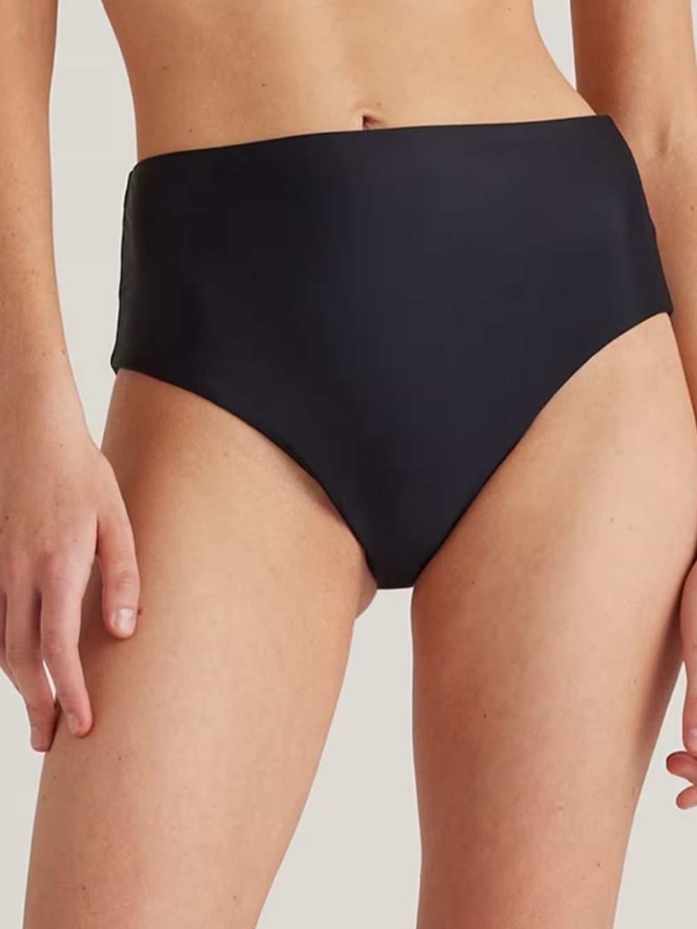 NWT Quince Italian High Rise Black Bikini Bottom Swimwear Sz L